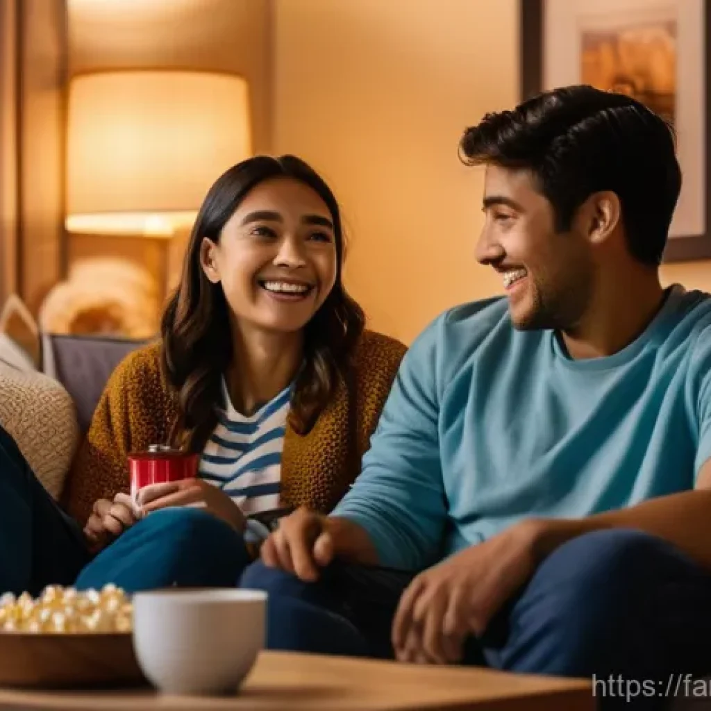 가족과 함께하는 해외 영화 감상 - **Cozy Family Global Movie Night:**
"A diverse family of four (mother, father, a young boy, and ...