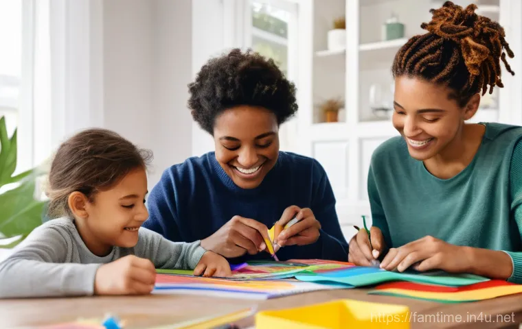 가족과 할 수 있는 봉사활동 - **"A diverse family (father, mother, two children aged 8 and 12) joyfully participating in a 'ploggi... 가족과 할 수 있는 봉사활동 - **"A diverse family (father, mother, two children aged 8 and 12) joyfully participating in a 'ploggi...