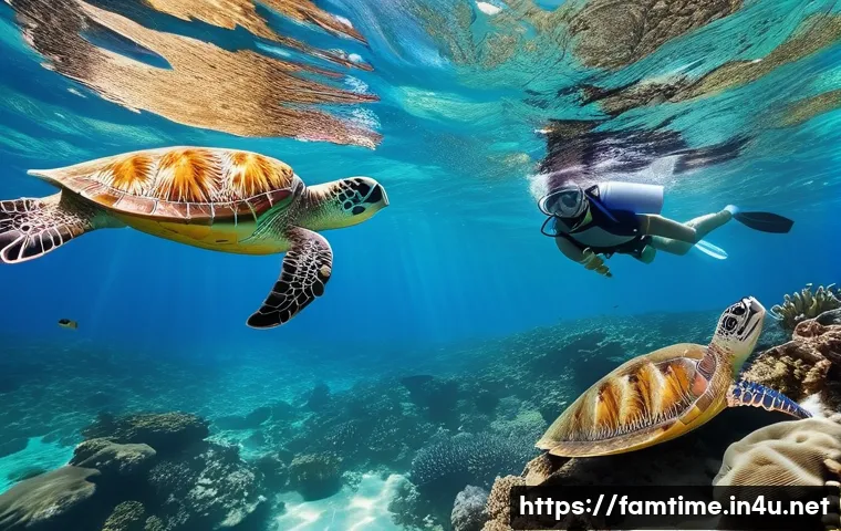 가족과 즐기는 바다 액티비티 - **Image Prompt: Family Snorkeling Adventure in Hanauma Bay**
A vibrant underwater scene in Hanau...